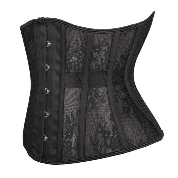 Black gothic floral underbust corset with mesh https://waisttraine.com/