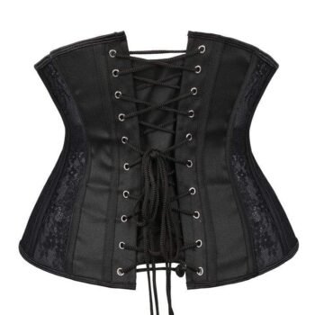 Black gothic floral underbust corset with mesh https://waisttraine.com/