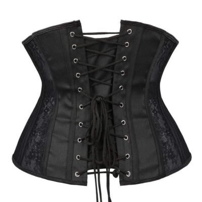 Black gothic floral underbust corset with mesh https://waisttraine.com/