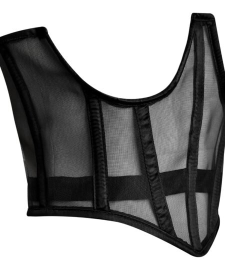 Black open bust corset mesh top https://waisttraine.com/