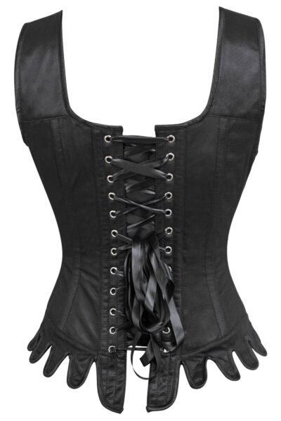 Black Satin Fancy Fashion Corset With Shoulder Straps
