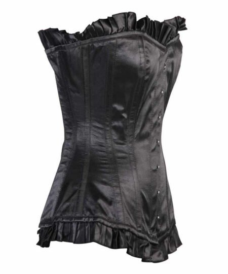Black Satin Longline Corset For Women