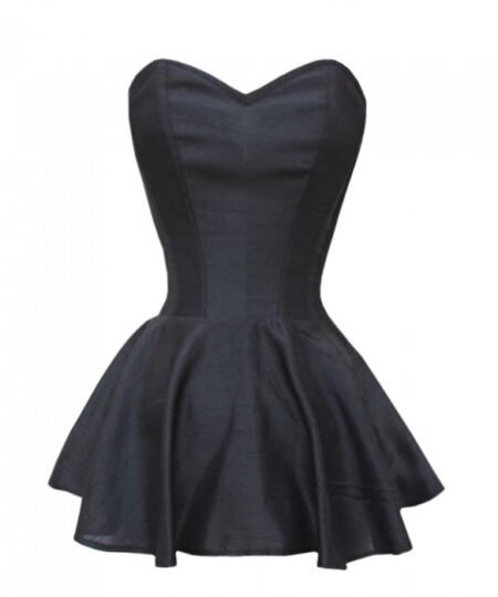 Black Satin Peplum Corset Dress