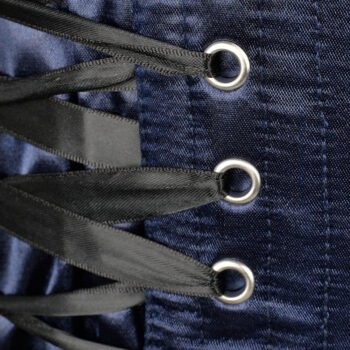 Blue Overbust Satin Fashion Corset With Black Sash