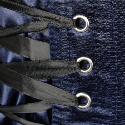 Blue Overbust Satin Fashion Corset With Black Sash