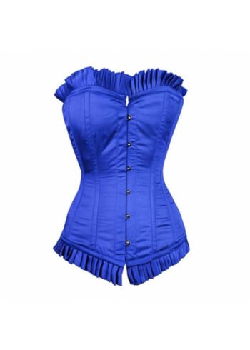 Blue Satin Longline Corset For Women