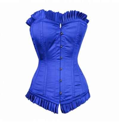 Blue Satin Longline Corset For Women