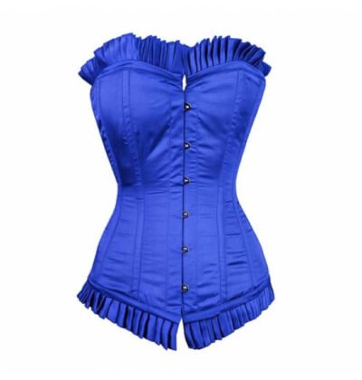 Blue Satin Longline Corset For Women