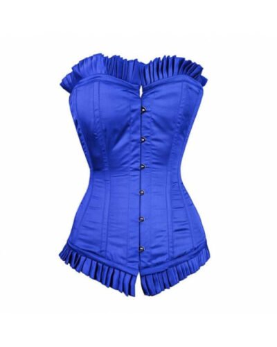 Blue Satin Longline Corset For Women