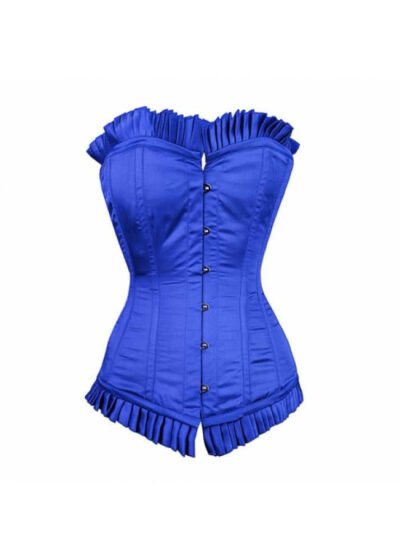 Blue Satin Longline Corset For Women