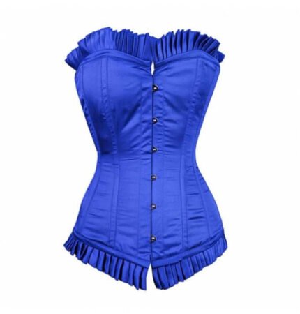 Blue Satin Longline Corset For Women