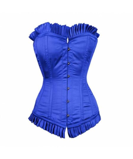 Blue Satin Longline Corset For Women