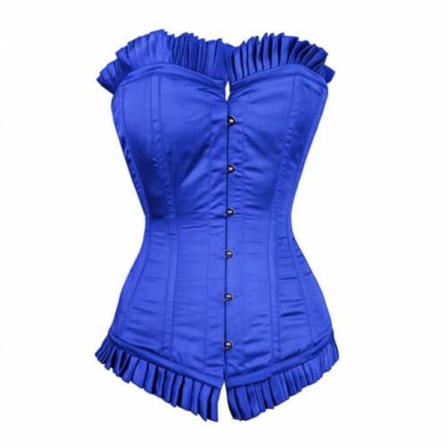 Blue Satin Longline Corset For Women