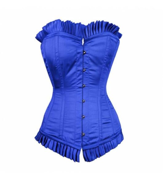Blue Satin Longline Corset For Women