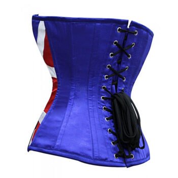 British Flag Satin Corset Top Patriotic Overbust Waist Trainer for Women