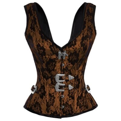 Brown Strappy Satin Gothic Corset Top