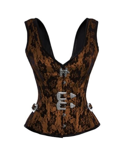 Brown Strappy Satin Gothic Corset Top