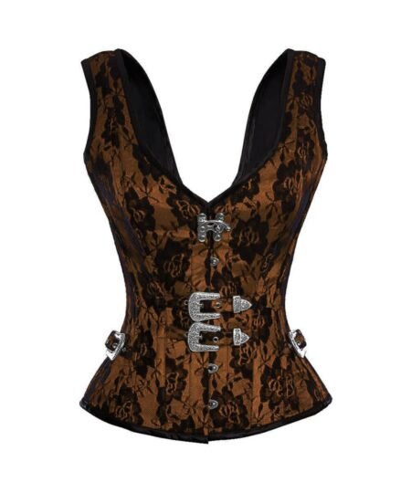 Brown Strappy Satin Gothic Corset Top
