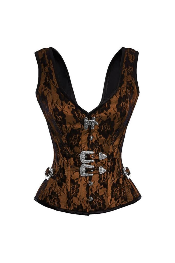 Brown Strappy Satin Gothic Corset Top