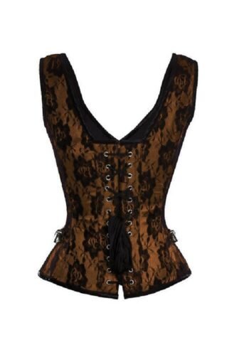 Brown Strappy Satin Gothic Corset Top
