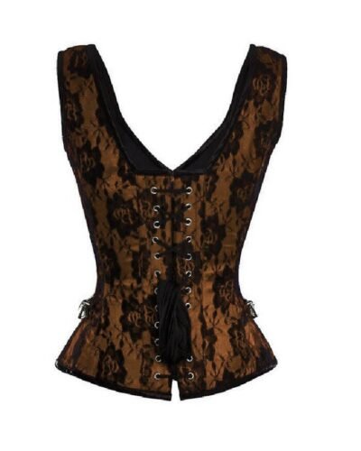 Brown Strappy Satin Gothic Corset Top