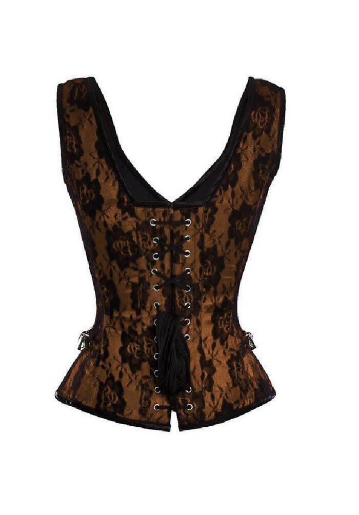 Brown Strappy Satin Gothic Corset Top