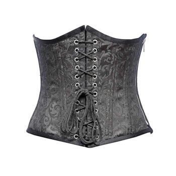 Criss Cross Lacing Brocade Waist Trainer Corset