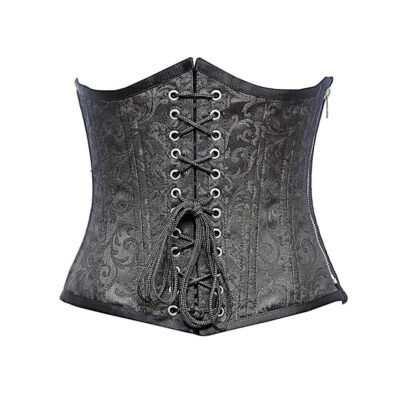 Criss Cross Lacing Brocade Waist Trainer Corset