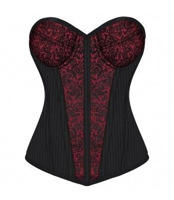 Gothic Overbust Fashion Brocade Corset With Cups
