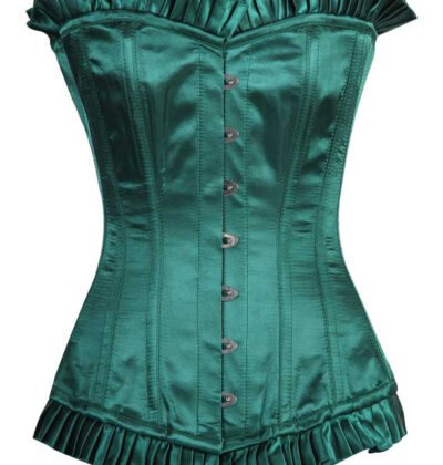 Green Satin Longline Corset For Women
