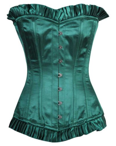 Green Satin Longline Corset For Women