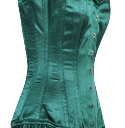 Green Satin Longline Corset For Women