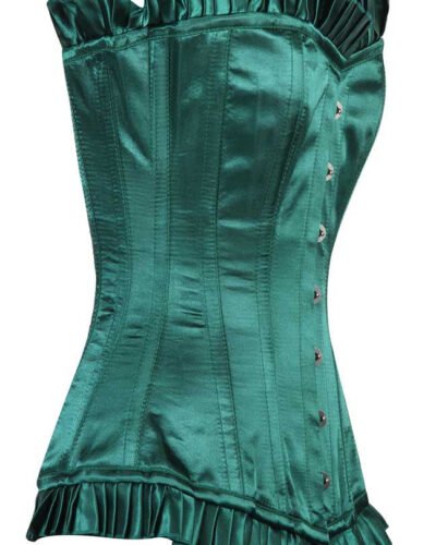 Green Satin Longline Corset For Women