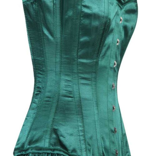 Green Satin Longline Corset For Women