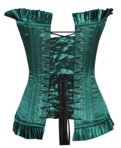 Green Satin Longline Corset For Women