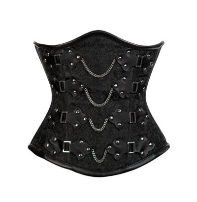 Leather Underbust Brocade Corset