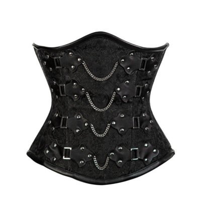 Leather Underbust Brocade Corset