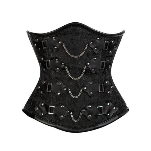 Leather Underbust Brocade Corset