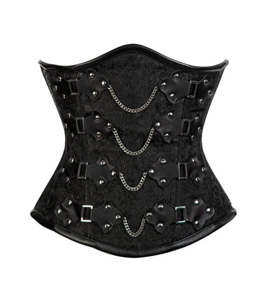 Leather Underbust Brocade Corset