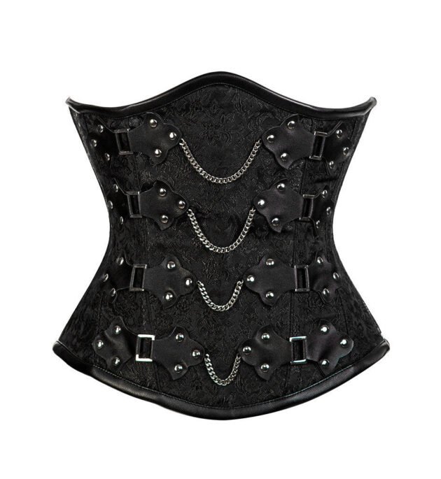 Leather Underbust Brocade Corset
