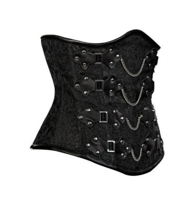 Leather Underbust Brocade Corset