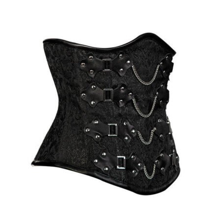 Leather Underbust Brocade Corset