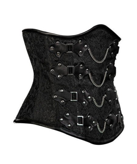 Leather Underbust Brocade Corset