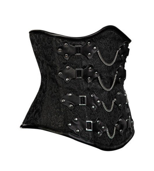 Leather Underbust Brocade Corset