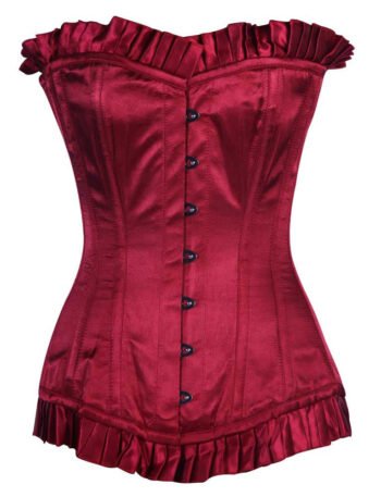 Maroon Satin Longline Silk Corset For Women