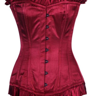 Maroon Satin Longline Silk Corset For Women