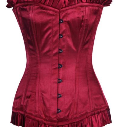 Maroon Satin Longline Silk Corset For Women