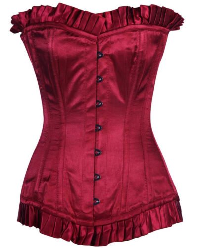 Maroon Satin Longline Silk Corset For Women