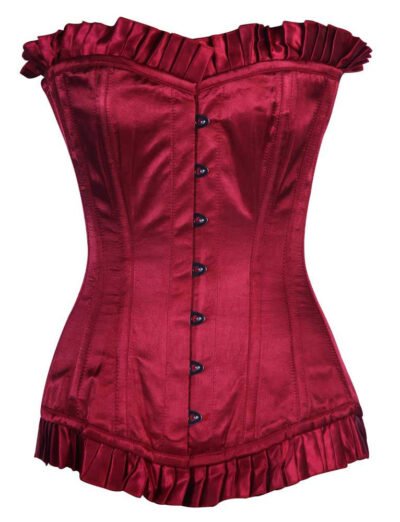 Maroon Satin Longline Silk Corset For Women