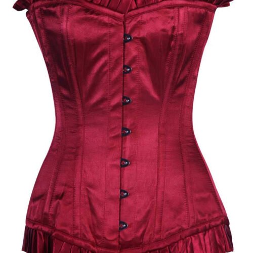 Maroon Satin Longline Silk Corset For Women